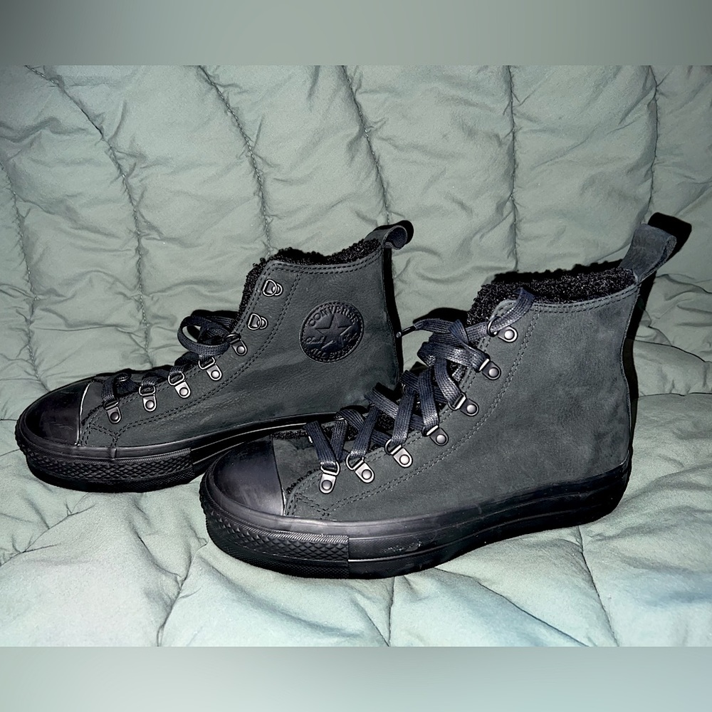 Converse Chuck Taylor All Star Platform Lift Lined Sneaker All Black Size 8.5